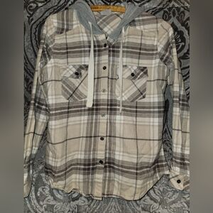 Columbia Beige and Brown Plaid Hoodie